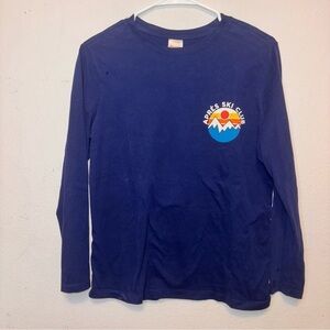 Hanna Andersson skiing long sleeve blue shirt, kids size 12